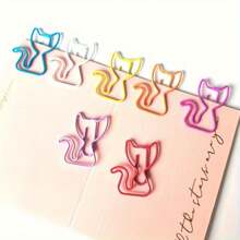 20/40/80pcs Set Of 7-Color Mixed Cat Shaped Paper Clips - Durable Metal Office Supplies