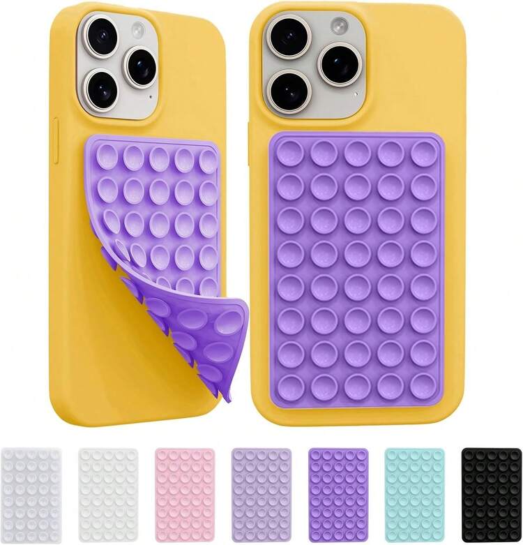 Silicone Octo Cup Buddy Sticky Grip Holder For Cellphone, Silicone Suction Cup Phone Case Mount Double Sided, Hands-Free Phone Accessories Strong Grip Holder For Selfie And Video - 1PC-紫色 - 查看 3