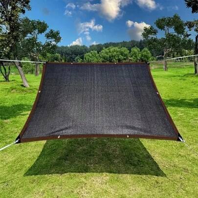 1 pieza Malla de sombra de 2m*2m, malla de sombra reforzada, protección UV, balcón, invernadero, negro, adecuada para sombreado al aire libre, montaje de tienda