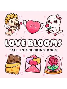 1 件套 Love Blooms Fall In 成人和青少年涂色书，简易涂色书，超级可爱的舒适 Hygge 放松空间设计（舒适空间涂色）儿童涂鸦绘画书绘画书蒙特梭利绘画玩具创意礼物圣诞节。儿童早期教育拼图益智玩具手工绘画套件 - 彩色 - 查看 1