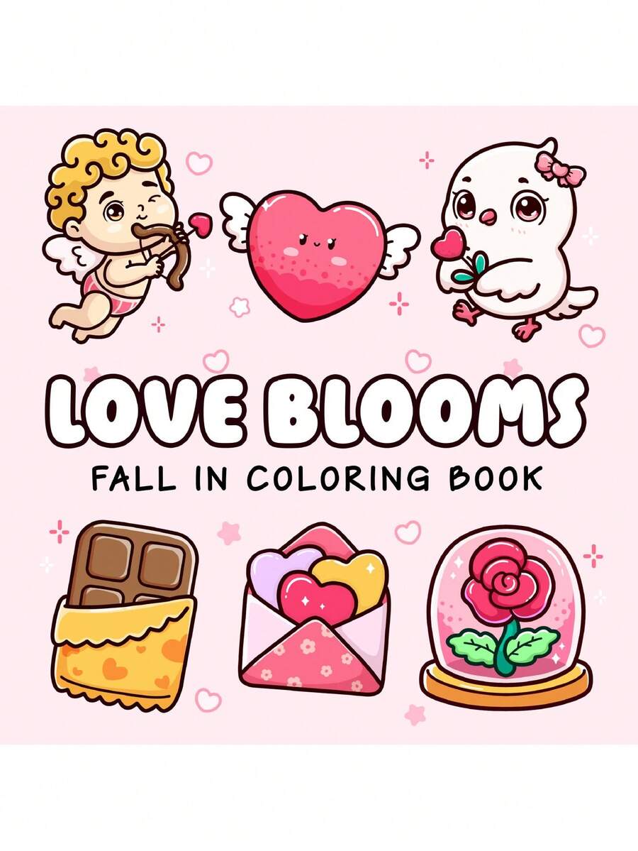 1 件套 Love Blooms Fall In 成人和青少年涂色书,简易涂色书,超级可爱的舒适 Hygge 放松空间设计(舒适空间涂色)儿童涂鸦绘画书绘画书蒙特梭利绘画玩具创意礼物圣诞节。儿童早期教育拼图益智玩具手工绘画套件 - 彩色 - 查看 1