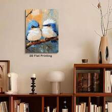 1pc 30*40cm(12x16inch) Vintage Style Canvas Wall Art Decoration Abstract Cartoon Tufted Titmouse Birds Canvas Print Modern For Home Office Bathroom Living Room Hallway Dining Room Bedroom Decoration.Stretched And Framed Ready To Hang.