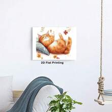 1pc 30*40cm(12x16inch) Framed Wall Art Poster Art Canvas Wall Art Lazy Cat Perfect For Home Decor Gifts & Keepsakes Ready To Hang.Stretched And Framed Ready To Hang.