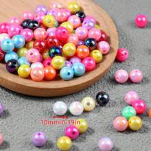 6/8/10/12/16mm Rainbow Acrylic Beads, Mixed Color Round Beads UV, Cracked Beads, Crackle Round Beads - Multiple Color Options, Round Hole Loose Beads Suitable For DIY Jewelry Making Bracelets Necklaces Or Craft Pen Decorations