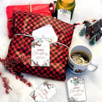 30pcs Watercolor Christmas Tree & Eucalyptus Leaf Design Gift Tags, Merry Christmas Party Decoration Labels (No String Included)