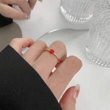 1 件可爱樱桃草莓开口戒指甜食水果首饰适合女士女孩 - 櫻桃戒指 - 查看 5
