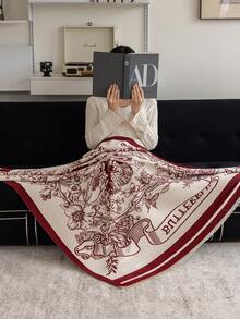 1 件仿羊绒勃艮第波西米亚花卉蝴蝶提花毛毯，温暖披肩，适合办公室沙发、床、户外野餐、宠物罩，日常使用的简单礼物