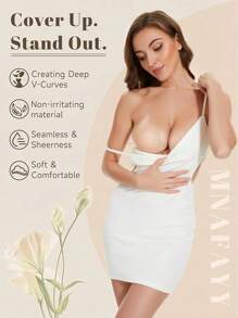 1 Par de Sutiã Invisível de Silicone Novo, Estilo Anti-Deslizante, Levanta e Reúne, Projetado Especificamente para Vestidos de Noiva, Vestidos Sem Alça, Roupa Íntima Invisível, Vestidos e Viagem/Férias para Realçar o Decote e os Seios Sexy