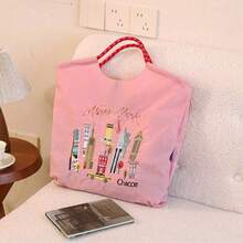 New Eiffel Tower Embroidered Tote Bag, Large Capacity Nylon Handbag, Shoulder & Crossbody Bag - Multicolor - View 8