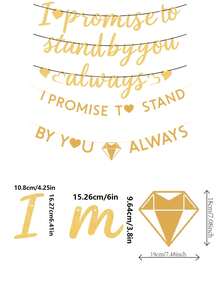 I Promise To Standbyyou Always Wedding Theme Banner,Gold Glitter Paper Banner Sign For Bridal Shower Engagement Wedding Party Bunting Decorations
