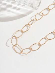 1 Stück asymmetrische glatte ovale Kette Halskette, Goldfarben, vielseitig für den täglichen Gebrauch, als Geschenk, für Lässig & Feiertage geeignet - Geometrische lange Halskette - Übersicht 4