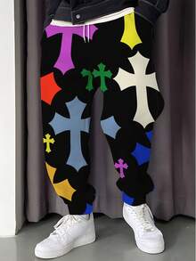 Pantaloni casual da uomo alla moda con stampa 3D, con laccetto elastico e tasche, novità e stile, autunnali