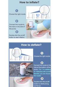 RAF 二合一无线充电电动气泵，1500mAh电池，5个充气/放气喷嘴，便携式电动气泵，无线充气床垫气泵，游泳圈真空泵，真空袋，快速充气/放气，适用于充气床垫、充气筏、浮标等，ABS塑料材质，小巧便携