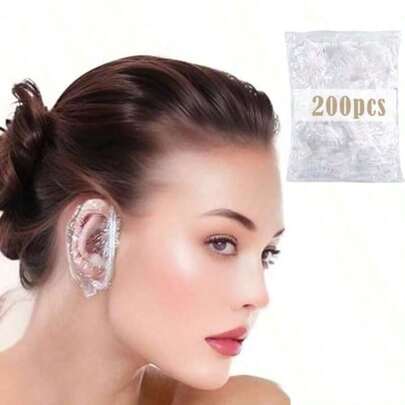 200 Pack More Economical Disposable Ear Covers For Shower Waterproof Plastic Ear Protectors Ear Shower Caps For Hair Dyegood