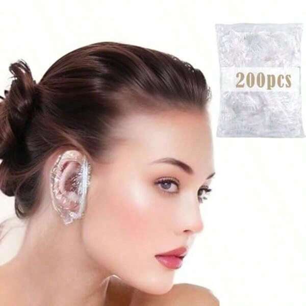 200 Pack More Economical Disposable Ear Covers For Shower Waterproof Plastic Ear Protectors Ear Shower Caps For Hair Dyegood