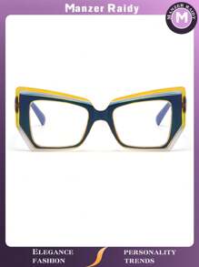 最新款女士多边形防色眼镜，时尚ins风镜框，处方眼镜，适合日常佩戴、户外度假、电脑游戏、智能手机观看和阅读、散步和街头购物。PC镜腿，AC镜片材质，全新设计，个性、可爱、迷人、性感、休闲、轻盈，适合所有季节尺码的女士眼镜配件