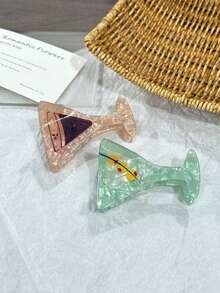 1pc Green & Khaki Acrylic Cocktail Bohemian Hair Claw Clip, New Creative Funny Hair Clip, Hair Claw Hair Accessory For Women, Fashionable Hair Decoration Fall Winter Hair Accessories For Women For Vacation Outfits Woman Elegant Hair Clutch