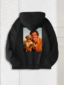 Customized Men's Hoodie, Boyfriend Style Loose Comfortable Sweatshirt, Casual, Loose, Outdoor, Holiday, Streetwear, Customized Graphic Design, Men's Hoodie, Black Top, Holiday Gift, Valentine's Day/Birthday/Anniversary Photo Customization, Gift For Him, Customized Casual Sweatshirt, Fall Winter