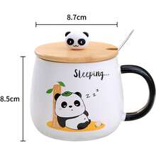 Cute Panda Coffe Mugs Gift With Lid & Spoon Panda Print Stuff Kitchen Decor 400ml Kawaii Ceramic Tea Coffee Cup 3D Animal Mug Birthday Gifts For Women Men Girls Pandas Lovers - Cute Frog Coffee Mug - View 10