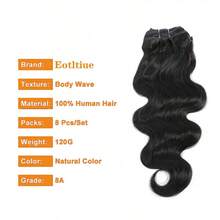 Body Wave Clip In Hair Extensions Halloween 100% Unprocessed Human Hair Full Head Brazilian 120g/8 Pieces Natural Black Clip Ins Remy Hairith 20 Clips Double Weft 120g/Set Brazilian Clip On Hair Extension For Women Virgin Hair Brazilian Hair Seamless Clip In Hair - Natural Black - 查看 4
