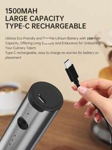 CLITON 可充电电动奶泡器，手持式奶泡器，配有 3 个搅拌头和 3 档速度设置，适用于拿铁、卡布奇诺、热巧克力、鸡蛋、迷你饮品搅拌器和冷萃咖啡，也可用于咖啡、卡布奇诺、拿铁、蛋白粉饮品（金属灰）