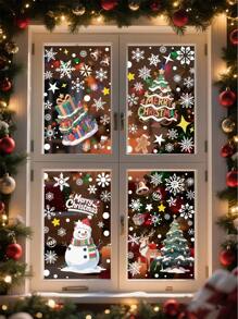 8pcs/Set Christmas Window Clings - Merry Christmas & Happy New Year PVC Window Stickers With Snowflakes, Gift Boxes, Santa Claus, Reindeer And Snowman - No Feathers, Static Cling Decals, Suitable For Holiday Decoration, Easy To Apply And Remove  Christmas Decor  Christmas Decorations Wall Stickers Room Decor Wall Decor Christmas Decoration Home Decor