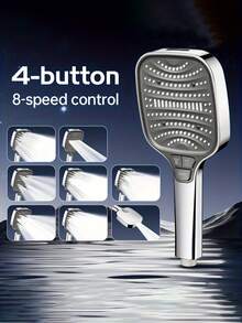 A Powerful Square Shower Head With 8 Spray Modes, Featuring A Large Panel Hand-Held Shower Head And High-Flow Rain Shower, Suitable For Bathroom Shower Systems, A Brand New Summer Shower Product. - Multicolor - View 8