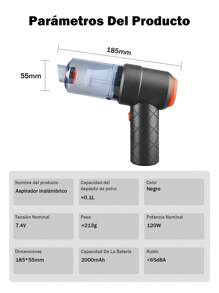 Aspiradora mini 6 en 1, alta potencia, súper succión, con funciones de emergencia: cuchilla para cortar cinturones de seguridad, cono puntiagudo para romper ventanas; batería de litio recargable de ultra alta duración, aspiradora portátil imprescindible para vacaciones, veranos y viajes, aspiradoras para recolección de polvo, aspiración, inflado y otras funciones.