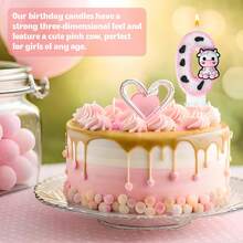 Velas de cumpleaños con brillo de vaca rosa, decoraciones de cumpleaños número 1, decoraciones de cumpleaños de 1 año, vela número 1 para pastel, vela con tema vaquera número para decoración de fiesta de cumpleaños (0~9 años) - Rosa - Ver 7