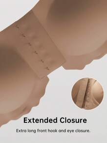 女士舒适聚拢抹胸文胸，前扣式无钢圈抹胸，波浪边隐形可调节文胸，透气日常穿着，前扣设计，摩卡棕色，单肩扇形，加宽升级防滑肩带