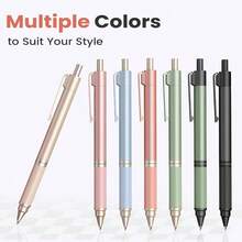 Gel Pens, 5 Pcs Metal Gel Ink Pens, 0.7mm Black Ink Pens For Journaling, Cute Pens For School Office Home, Fancy Pen Set Gifts For Women Men, Red - 紅色 - 查看 2