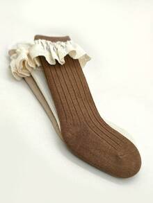 3 đôi tất bắp chân bằng vải lanh thắt nơ, tất dài đến bắp chân kiểu Tây Ban Nha dành cho trẻ em, tất khiêu vũ - Nhiều màu - Xem 9