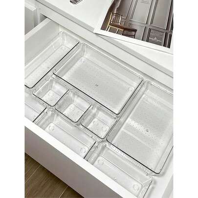 1/4/7/11/16/25 Stücke Schubladenförmiger Make-up Organizer Kasten Set, transparente Schubladen Aufbewahrungsboxen, Mehrgrößen Tabletts, multifunktionale Aufbewahrungsboxen, zum Aufbewahren von Kosmetik, Kleidung, Schulmaterial, kleinen Werkzeugen und Geschirr, ideal für Schminktisch, Küche, Büroschubladen, hervorragend für Frauenorganisation, Reisen, Herbstdekoration und Halloween-Dekoration