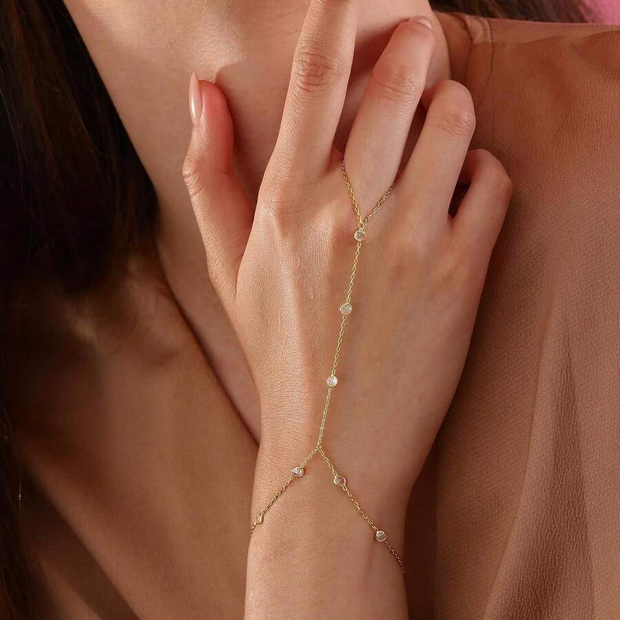 Women's Gold Bracelet, 14K Delicate Gold Plated Stackable Bracelet, Waterproof Bracelet Set, Small Heart Paperclip Box Chain Adjustable Bracelet, Simple And Cute Jewelry - HC GD1 - Xem 1