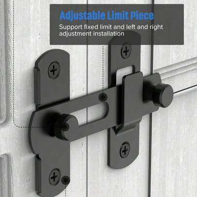 3 英寸 180° 门闩 - 不锈钢黑色螺栓锁，适用于滑动门和木门，重型安全锁销，带防盗设计（1/2 件）