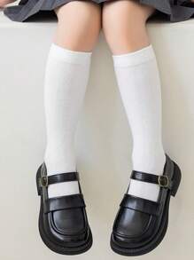 5 Paar Kinder Weiße Überknie-Socken, gerade Röhren lange Socken ohne Ferse, Jungen & Mädchen Outdoor Sport Fußball Weiße Socken, Kindergarten & Grundschule Uniform Weiße Socken, Rückkehr zur Schule Hohe Röhrensocken, Wadensocken, geeignet für alle Jahreszeiten