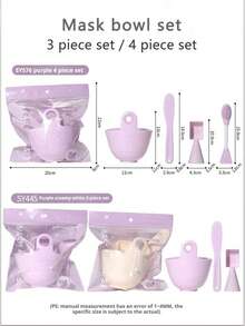 DIY Face Mask Mixing Bowl Set, Includes Mask Bowl, Stirring Rod, Dual-Head Mask Brush, Dual-Head Measuring Spoon, Silicone Beauty Tools For Skin Facial Care Makeup