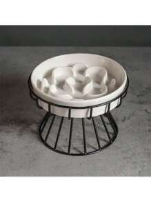 PETSIN Ceramic Slow Food Bowl Cervical Spine Protection Frame Dog Basin Anti Knock Small Dog And Cat Food Bowl Anti Choking Dog Bowl