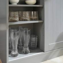 SoBuy FSB36-WN, Kitchen Island Sideboard With 2 Sliding Doors And Foldable Worktop, Kitchen Dining Room Sideboard Storage Cabinet Cupboard, White & Natural - 灰色 - 查看 6
