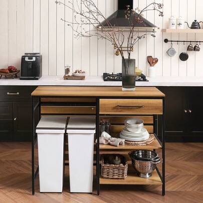 SoBuy FSB71-PF, Kitchen Island Sideboard Dining Bar Table With 1 Drawer And 2 Open Shelves, Kitchen Dining Room Living Room Sideboard