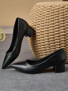 女士时尚尖头一脚蹬高跟鞋，复古通勤商务休闲户外装高端平底鞋，适合秋季