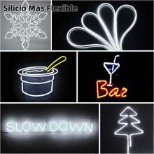 LUCASA Tira Led Neón 5M Luz Led 600 Ledes Flex Cortable Silicona Neon Lights 12V Tiras Led para Cuarto Exterior IP67 Impermeable Tira Led Para Cocina Decoración Habitación TV Luces LED Flexible - BLANCA - Ver 3