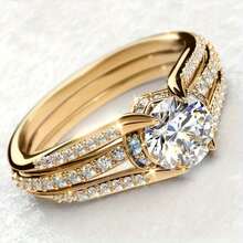 Elegant Promise Ring 14k Plated With Sparkling Zirconia, Engagement/Wedding Ring, Perfect Gift, Suitable For Women Or Silvery, Choose - Vàng - Xem 4