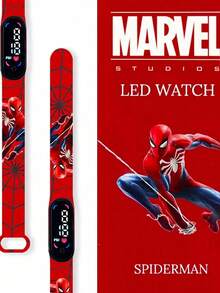 Marvel Spider-Man Cartoon Luminous Watch, Fashionable Teen Gift. Unisex For Boys & Girls. Suitable For Multiple Age Groups, Teen Electronic Quartz Watch.