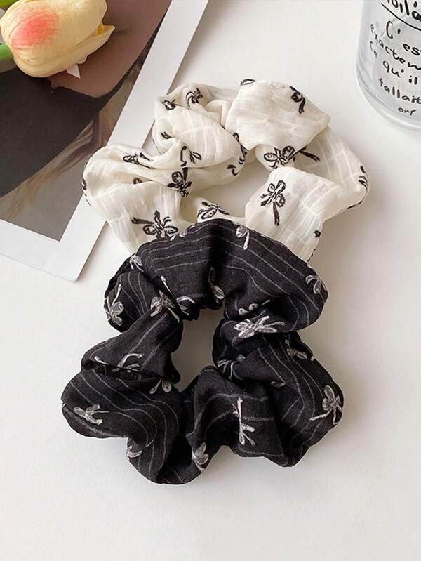 2 pièces Chouchous en forme de nœud papillon, frais et doux, élégants, style bohème décontracté rétro, mignons, de style élégant, en polyester, convenant à toutes les saisons