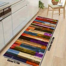 1pc Colorful Wood Grain Kitchen Floor Mat, Bathroom Floor Mat, Indoor Restaurant Floor Mat, Outdoor Carpet, Anti-Slip Bathroom Decoration Bath Mat, Floor Toilet Bath Mat, Home Floor Mat