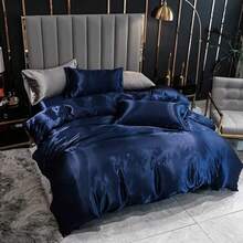 Full Satin Bedding Set In Wine Red, Silk - Like, Luxury Soft Burgundy Comforter Cover, Chic Bedroom Decor, Zippered (1 Duvet Cover + 2 Pillow Cases) - 多 02 - 查看 2