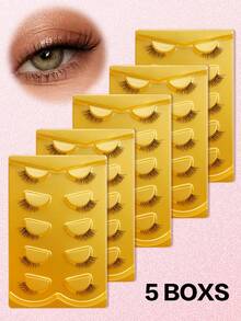 Waloshow 5-20对猫眼自然款假睫毛，半条式假睫毛，卡通簇状假睫毛，蓬松纤长假睫毛，打造自然猫眼妆，短款点缀假睫毛，飞扬假睫毛，3/4长度假睫毛，可重复使用假睫毛套装 - 眼尾拉長款 - 查看 15