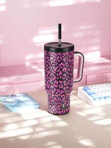 Meoky 40盎司带手柄吸管保温杯，真空隔热水瓶，带吸管盖，不锈钢旅行杯，100%防漏，保冷34小时或保热10小时 - 黑色 - 查看 2