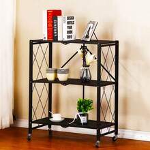 Bakaji Carrello Cucina Pieghevole Multiuso Mobile Portaoggetti Spazi Stretti Slim Comodo Sottile Salvaspazio Bagno Ufficio Arredamento Portaoggetti Design Interni Colore Nero, 3 Ripiani